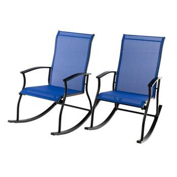 Tangkula Set of 2 Outdoor Rocking Chair Patio Rocker w/ Breathable Fabric