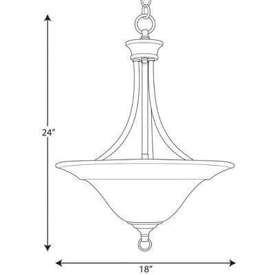 Trinity Brushed Nickel 3-Light Foyer Pendant with Etched Glass Shade
