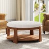 Okak Round 2-Tier Lift-Top CoffeeTable with Storage & 3 Ottoman, Mid Century Center Tables for Living Room Small Space - 2 of 4