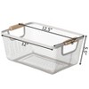 Basicwise Multipurpose Metal Mesh Basket with Wooden Handle Storage Organizers for Kitchen, Bathroom, Cabinet, and Closet - 4 of 4