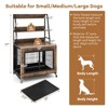 Costway 38” Heavy-Duty Dog Kennel on Wheels w/ Pull-out Tray Indoor Pet Furniture Wood Dog House Rustic Brown - 3 of 4