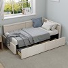 Modern Twin Size L-Shaped Daybed, Linen Upholstered Corner Bed with Two Storage Drawers, Left or Right Corner Option, Beige/Gray - ModernLuxe - 2 of 4