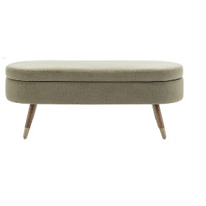 Itopfox Oval Storage Ottoman Bench with Upholstered Boucle Fabric and Golden Metal Legs, Perfect for Bedroom, Living Room, or Entryway (Green) - 1 of 4