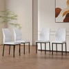 Vynxaria Luxury Simple Chair Set - 6 White PU High Resilience Dining Chairs with Silver Metal Legs - 4 of 4