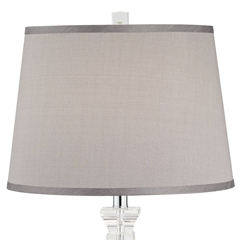 Vienna Full Spectrum Sherry 25" High Modern Table Lamp USB Dimmer Crystal Single Gray Shade Living Room Charging Bedroom Bedside Nightstand House, 4 of 10