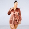 Slickblue Women's Plus Velvet Mini Dress, Bishop Sleeve V-Neck, Stretch Tie-Waist Cocktail Dress, Color & Size Options - 3 of 4