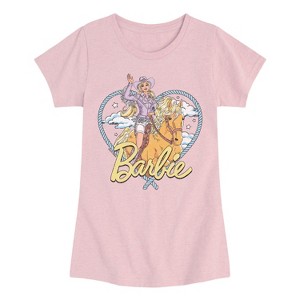 Girls' - Barbie - Western Barbie Heart Fitted Short Sleeve Graphic T-Shirt - 1 of 3