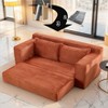 TiramisuBest Compact Corduroy Loveseat Sofa Bed, Memory Foam 2-in-1 Convertible Couch for Apartment & Bedroom,Orange - 3 of 4