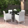 vidaXL Patio Dining Set Outdoor Table and Chair Set Poly Rattan and Glass - White 31.5" Table Length 4 Items - 2 of 4