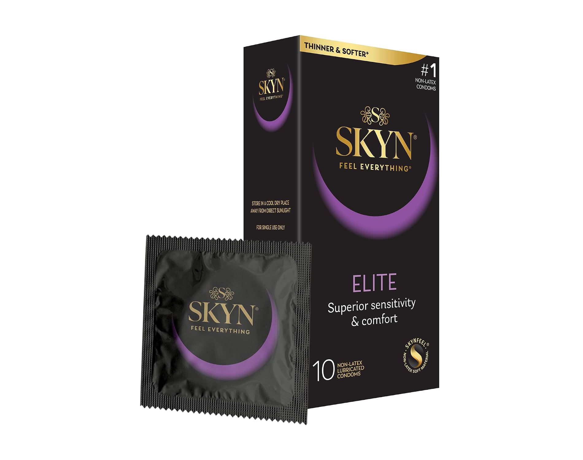 LifeStyles SKYN Elite Lubricated Non-Latex Product, Premium Personal Care, 10 Count