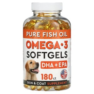 StrellaLab Pure Fish Oil, Omega-3 Softgels, For Dogs, 180 Softgels - 1 of 2