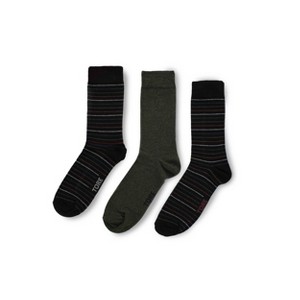 TORE Totally Recycled Men's Stripe Crew Socks 3pk - Black 7-12 - 1 of 3