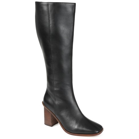 Womens black leather store riding boots wide calf