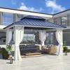 EROMMY 10' X 12' Hardtop Gazebo with Galvanized Steel Roof, All-Season Aluminum Outdoor Pergola with Netting & Curtains - 3 of 4
