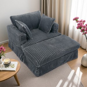 47.7" Corduroy Recliner Chair with Ottoman and Deep Seat - 1 of 2