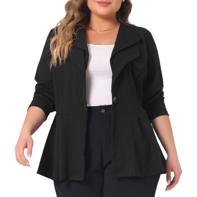 Agnes Orinda Women's Plus Size Office Work Double Lapel Button Peplum Blazers