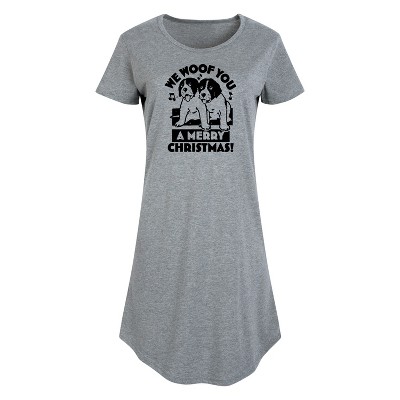 Women's - Instant Message - We Woof You Merry Christmas Graphic T-shirt Dress