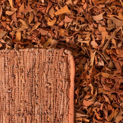 Hand-Knotted Orange Leather Shag Area Rug, 5' x 8'