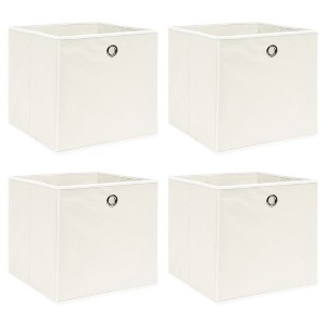vidaXL Storage Boxes 4 pcs White 12.6"x12.6"x12.6" Fabric - 1 of 4