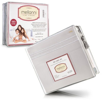 King Gray and Silver Striped Microfiber Sheet Set