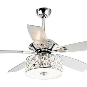 Parrot Uncle 52" Chrome Modern Crystal Ceiling Fan with Lights and Remote Control - 1 of 4