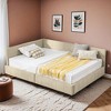 Mid-Century Full Size Storage Upholstered Tufted Bed Frame, Sofa Bed Frame with Comfortable Backrest and Armrests- Leovsnove - 2 of 4