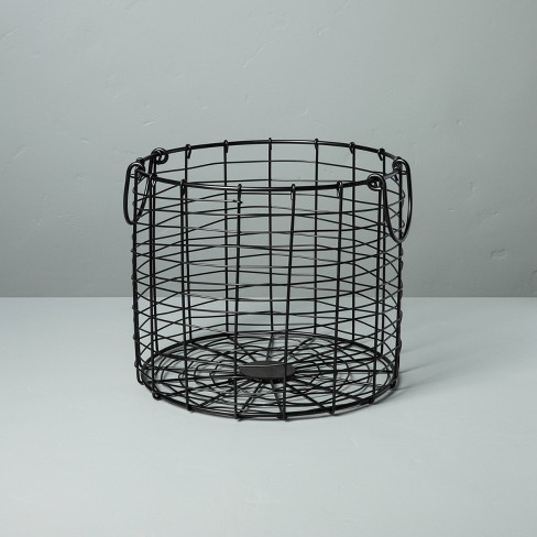 Round Wire Storage Basket with Handles Black - Hearth & Hand™ with Magnolia - image 1 of 3