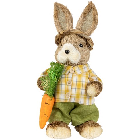 Northlight Rustic Boy Rabbit With Carrot Standing Easter Figure - 13.75 ...