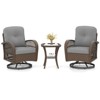 Costway 3 PCS Patio Swivel Rocker Set Gliding Bistro Furniture Set with Tempered Glass Table Beige/Gray/Black - 2 of 4