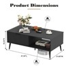 Coffee Table with Storage，Rectangular Wooden Coffee Table with Sliding Door and Solid Wood Legs, 2-Tier Cocktail Table - 2 of 4