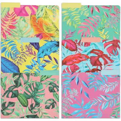 Paper Junkie 12-Pack Tropical File Cabinet Folders with 1/3 Cut Tab A4 Letter Size Document 11.5 x 9 in, 6 Design