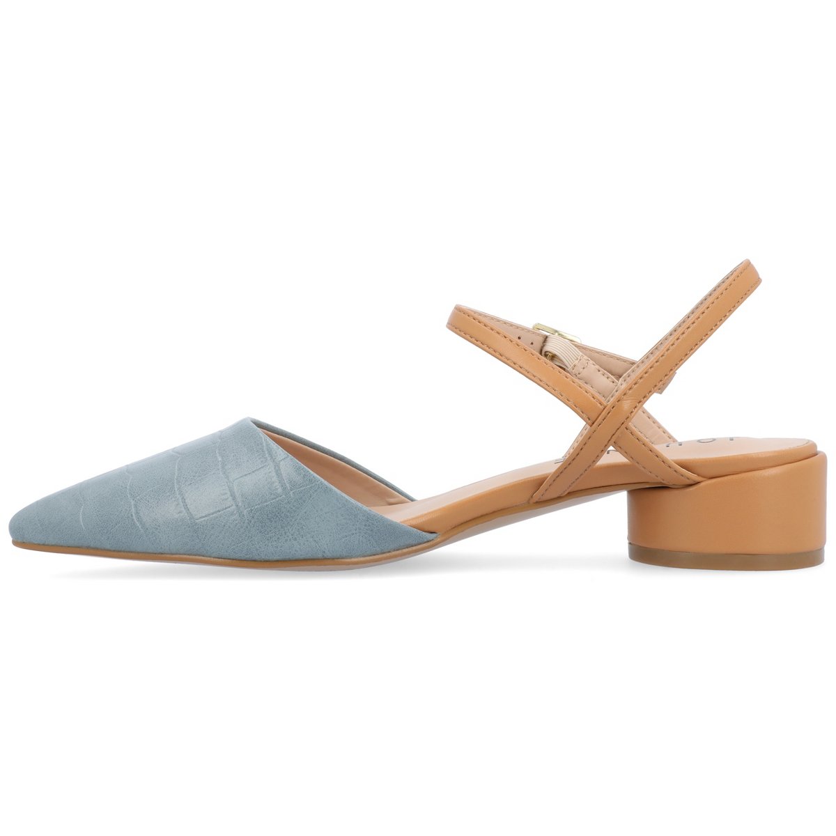 Обувь Journee Collection Women's Brynn Croco Vegan Leather Pointed Toe Flats Blue 12 — фото 2