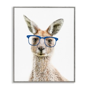 Stupell Industries Kangaroo Blue Hipster Glasses Black Framed Giclee Art - 1 of 4
