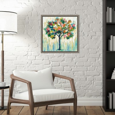Colorful Abstract Blooming Tree Canvas Wall Art Print
