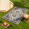 NAYSAYE Outdoor Rug Reversible Waterproof Plastic Straw Mat 9' x 18' with Carry Bag for Patio Garden and Travel, Black and White - 2 of 4