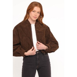 Goldie Faux Suede Bomber Jacket - 1 of 4