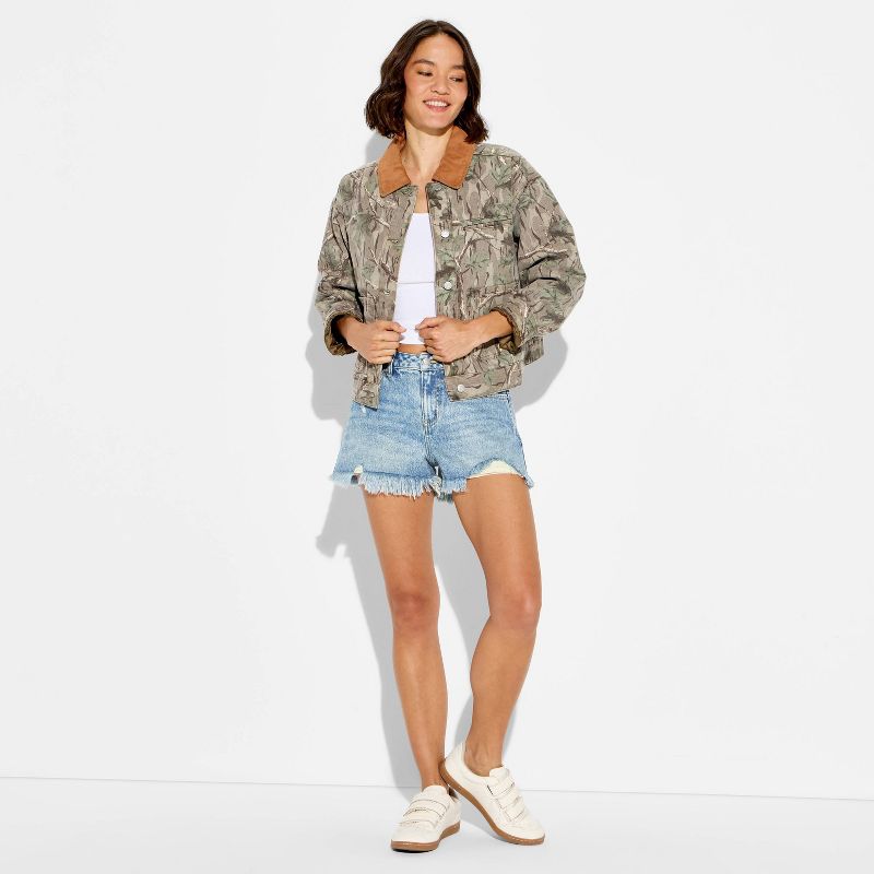 Women's Denim Cut-Off Mid-Rise Curvy Shorts - Wild Fable™ Dark Wash 00