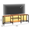 Homhougo 67 Inch Large TV Stand with LED Lights for 55/65/75 Inch TV Brown - 2 of 4