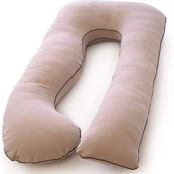 Pharmedoc Pregnancy Pillow, Mocha U-Shape Full Body Pillow and Maternity Support - Support for Back, Hips, Legs, Belly for Pregnant Women