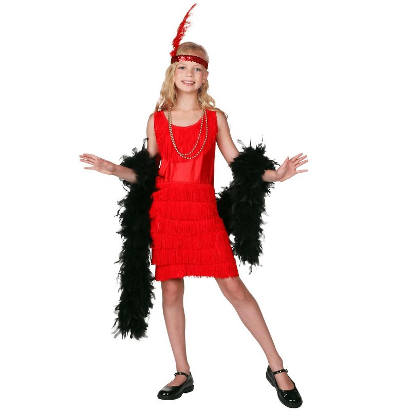 HalloweenCostumes.com Child Red Fringe Flapper Costume for Girl's, 2 of 3