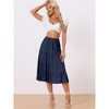 INSPIRE CHIC Women's Midi Solid Elastic Waist Flare Tiered A-Line Skirt with Pockets - 2 of 4