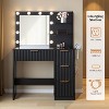 AMERLIFE Makeup Vanity Desk with Mirror & LED Lights, Drawers, Tempered Glass Top, Charging Station, Modern Bedroom Dressing Table - 4 of 4