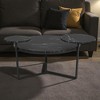 Mshliw Round Coffee Table with Faux Marble Top, Two Display Shelves, Tripod-Style Metal Base, Dining Table, Sofa Table, MDF Construction - 4 of 4