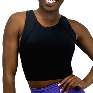 Anna-Kaci Active Women's High Neck Seamless Crop Tank Top with Wide Straps and Stretch Compression Fit - 1 of 4