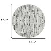 HomeRoots 4' Black and Off White Round Abstract Washable Non Skid Area Rug - 3 of 4