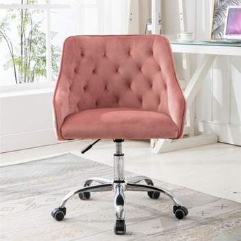 Swivel Shell Chair for Living Room/ Modern Leisure office Chair Comfy Home Office Chair with Wheels Cute Chair Adjustable Swivel Chair-The Pop Home
