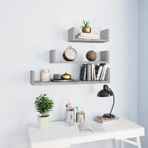 vidaXL Wall Display Shelf 3 pcs Concrete Gray Engineered Wood - 1 of 4