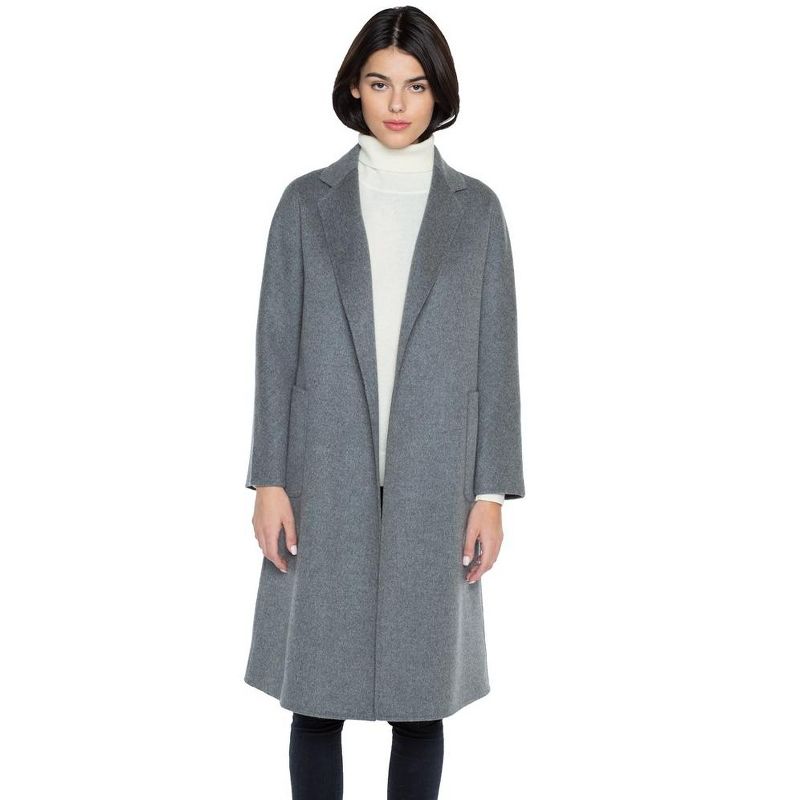 JENNIE LIU Women's Cashmere Wool Double Face Overcoat with Belt, 4 of 5