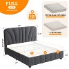 Boucle Bed Frame Upholstered Bed Frame with Adjustable Headboard, Solid Wood Slats Support, No Box Spring Needed, Easy Assembly - 2 of 4