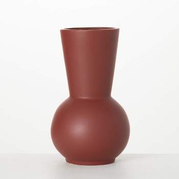 Sullivans 12" Modern Matte Umber Gourd Vase, Ceramic